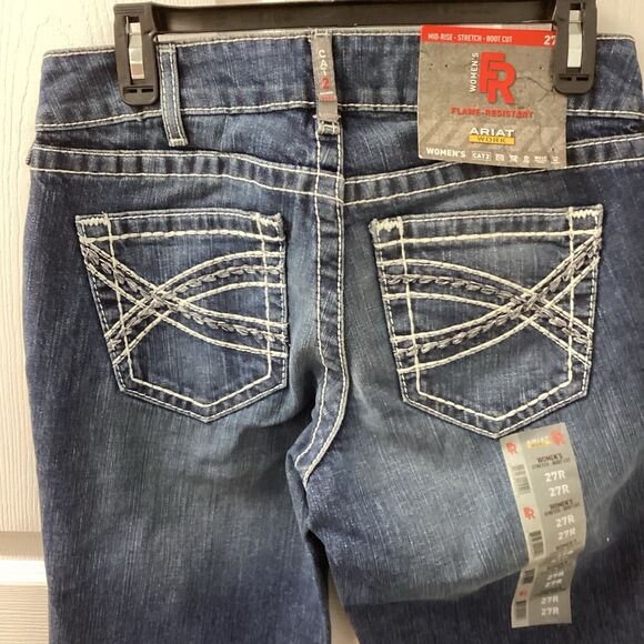 Ariat Work Jeans Flame Resistant Cat2 Mid-Rise Stretch Bootcut Women’s Size 27R - Picture 7 of 16
